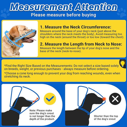Dog Cone to Stop Licking, Clear Recovery Collar with Detachable Zipper, Sturdy Elizabethan Collar for Large Medium Small Dogs, Soft Adjustable Cone After Surgery Patented, Blue XL