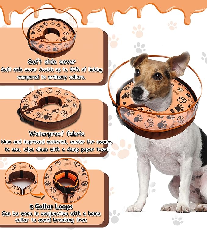 Soft Inflatable Dog Donut Collar - Medium Dog Cone for Post-Surgery Recovery