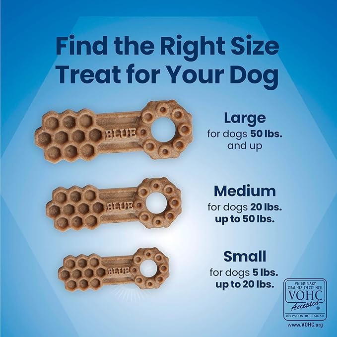 Blue Buffalo Large Dental Chews for Dogs, Daily Dental Care Dog Treats Made in the USA with Natural Ingredients, Chicken & Spearmint (44-oz box, 28 count)