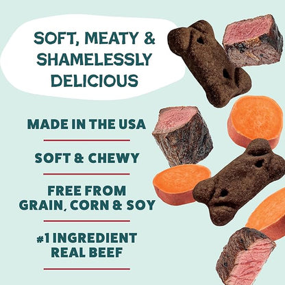 Shameless Pets Soft & Chewy Dog Treats, Beef Up Meaty Tenders, 1.5lb – Real Beef is 1st Ingredient – Grain Free, No Corn or Soy – Digestive Support – for Small, Medium & Large Dogs