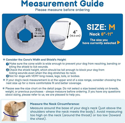BARKLESS Dog Donut Collar, 2-in-1 Inflatable Dog Collars for After Surgery to Stop Licking Wounds, Patented Protective Donut Cone with High Shield for Small and Medium Pets (Grey, M)