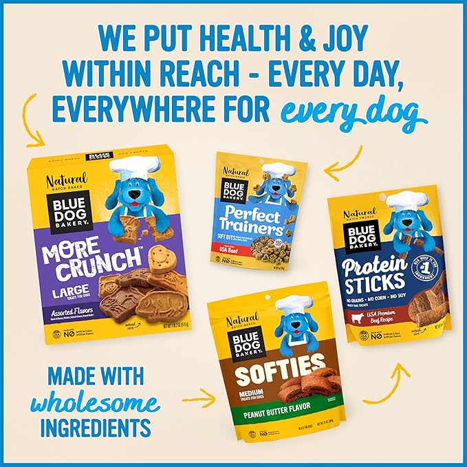 Blue Dog Bakery Natural Dog Treats, More Crunch Large, Assorted Flavors, 18oz Box, 1 Box