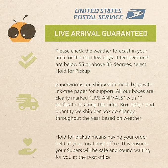 Live Superworms - 50 Large - Live Arrival Guaranteed (Deliver to Door)