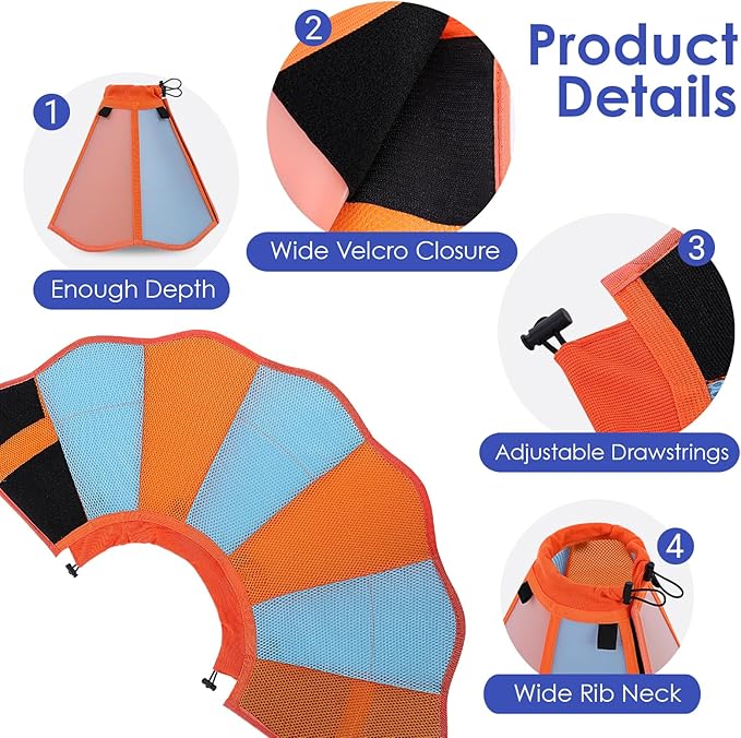AOFITEE Dog Cone - Cones for Dog to Stop Licking, Dogs Soft Cone After Surgery, Adjustable Dogs Cones Collar Elizabethan Pet E-Collar for Medium Pets, Pet Recovery Collar, OrangeBlue Medium