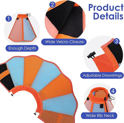 AOFITEE Large Dog Cone - Soft Dog Cone to Stop Licking, Adjustable Extra Large Cones Dogs for Wound Healing, Pet Elizabethan Cones Collar After Surgery, XL Fabric Pet E-Collar, OrangeBlue X-Large