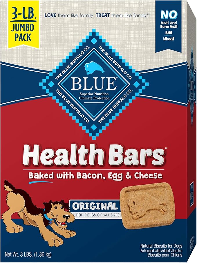 Blue Buffalo Health Bars Natural Crunchy Dog Treats Biscuits Bacon, Egg & Cheese 48-oz box