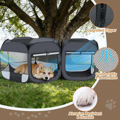Portable cat playpen, 2-in-1 Dog playpen Indoor, Puppy Dog Play Pen for Indoors, cat cage Crate for Dogs Indoor, Independently Usable cat Tents for Indoor Cats, Collapsible pet playpen(Large)
