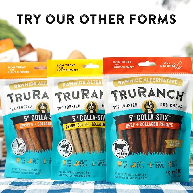 TRURANCH Collagen Chips - Collagen Dog Treats - Long Lasting Healthy Joint Support Dog Treat - Rawhide Alternative Chips - Skin & Coat Health - Made with Real Beef, 1 Bag, 8.2 oz