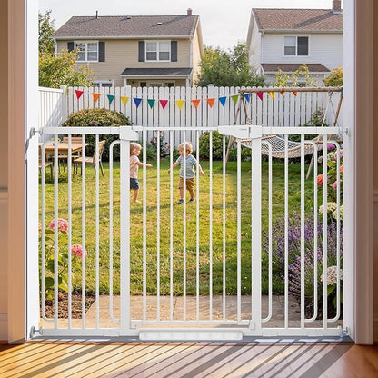 Cumbor 36" Extra Tall Baby Gate for Stairs, 30.4-56.8" Extra Wide Dog Gate Indoor, Dual Lock & Self-Closing Child Gate for Doorways, Hallways & Large Opening, Safety Baby Proofing for the House, White
