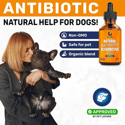 Natural Antibiotics for Dogs for Allergies, Infections, Coughs, Digestive Moments – Dog Antibiotics with Beef Flavor May Support Urination and Breathing – Organic Composition with Cranberry – 2 Oz