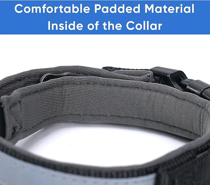 Pawtitas Lumberjack Padded Martingale Collar for Dogs | Soft Neoprene Dog Collar for Your pet's Comfort Made with Reflective Band for Maximum Visibility | Fits Small and Large Pets - Large Black