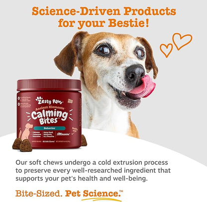 Zesty Paws Calming Chews for Dogs - for Everyday Stress, Relaxation, Composure, and Separation Bison 90 Count