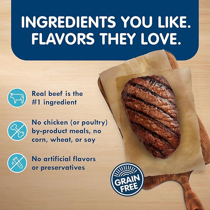 Blue Buffalo Delights Natural Adult Small Breed Wet Dog Food Cups, in Gravy, Prime Rib, NY Strip, and Filet Mignon 3.5-oz (24 Pack- 8 of Each Flavor)