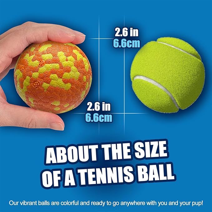 Mankoda Dog Balls, Indestructible Tennis Balls for Dogs, 2.5'' Durable Bouncy Dog Toys for Aggressive Chewers, Interactive Dog Toys for Fetch Game, Lightweight Floating Chew-Proof(4 Pack)