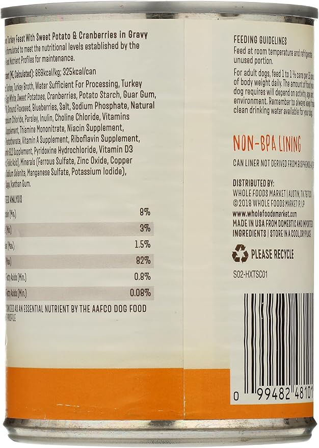 Whole Paws, Grain-Free Wet Dog Food, Turkey Feast with Sweet Potato & Cranberries in Gravy, 13.2 Ounce