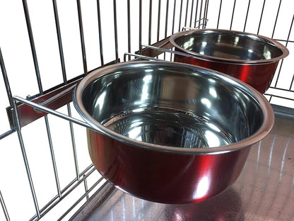 Ellie-Bo Pair of Dog Bowls for Crates/Cages or Pens, Large, 2.0 Litre, Red