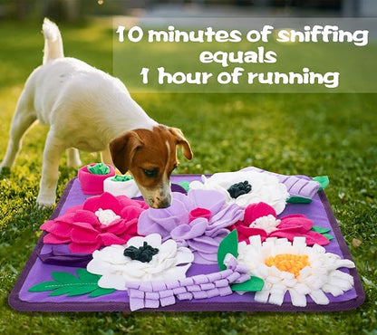 Snuffle Mat for Dogs,Dog Feeding Mat Sniff Mat Interactive Dog Puzzle Mat for Training and Stress Relief Encourages Natural Foraging Skills (Purple)