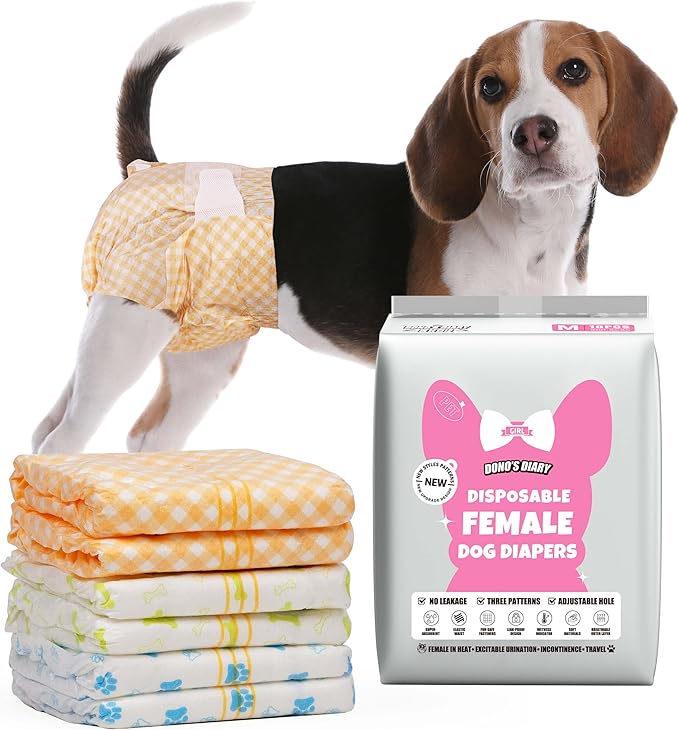 Dono Dog Diapers Female-40PCS, Disposable Female Dog Period Diaper for Heat with Wetness Indicator, Super Absorbent Doggie Puppy Diapers Female for XXS,Small Medium Large Dogs