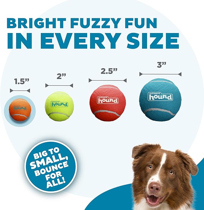 Outward Hound Squeaker Ballz – Squeaky Tiny Tennis Balls for Small Dogs Under 15 lbs, Fetch & Training, X-Small (1.5"), 8-Pack