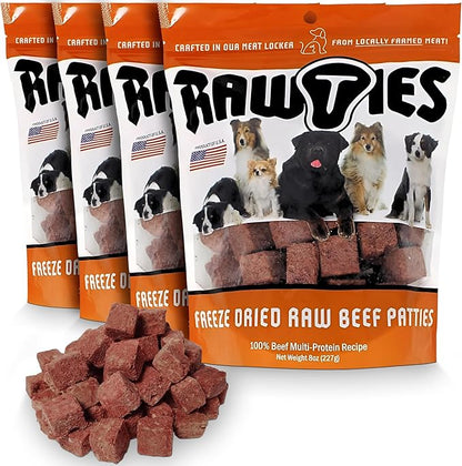 Premium Freeze-Dried Raw Beef Patties for Dogs – 100% USA-Sourced Raw Meat Dog Food – Grain-Free, No Fillers, High Protein Nutrition for Small & Large Breeds, 4 Pack