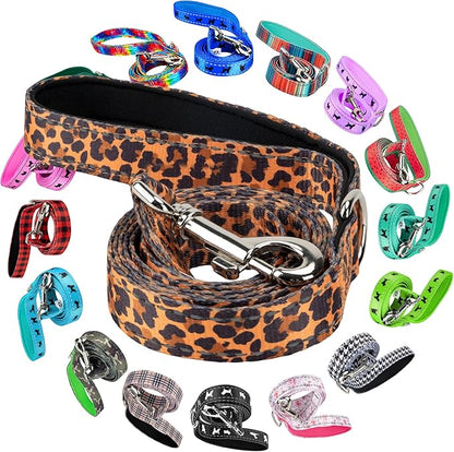 EcoBark Dog Leash - Soft & Reflective Comfort Leash with Padded Handle - Safe, Strong, & Durable for Small, Medium or Large Dogs (Cheetah)