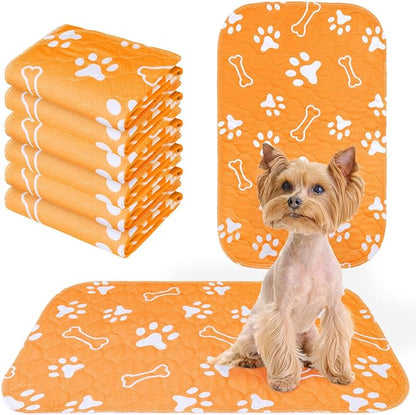 BEAUTYZOO 6 Pack Washable Pee Pads for Dogs, Reusable Puppy Pads for Potty Training, Waterproof Super Absorbent Whelping Pads Mats Non Slip Against Urine for Small Medium Dogs Cats, 16" x 24"