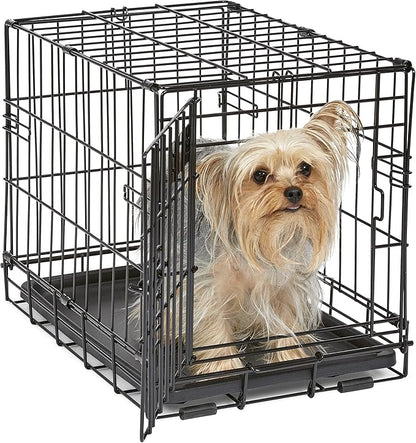 MidWest Homes for Pets 18-Inch iCrate for Tiny Breeds, Up to 10 lbs, Single Door Folding Dog Crate with Divider Panel, Leak-Proof Tray & Secure Latch, Portable, Durable & Easy to Assemble