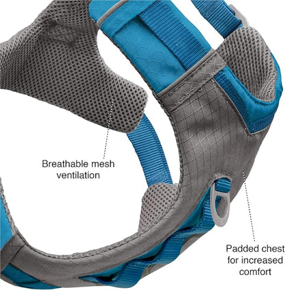 Kurgo Journey Air Dog Harness - Secure Fit for Active Dogs - Padded Chest - Lightweight Ripstop Fabric - Breathable Mesh - Reflective Trim - Back Assist Handle - Coral - Small