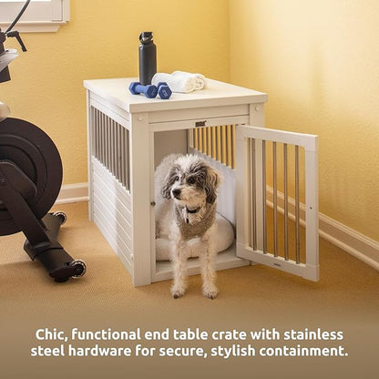 New Age Pet ecoFLEX Pet Crate/End Table, Medium, Antique White, Model:EHHC404M