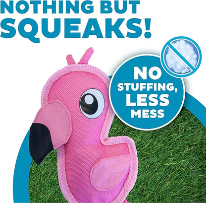 Outward Hound Fire Biterz Flamingo Plush Firehouse Material Interactive Dog Toy, Small