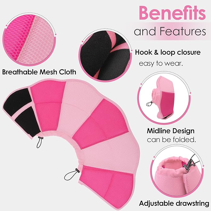 AOFITEE Dog Cone - Soft Cone for Dogs After Surgery, Comfy Cones for Large Dogs to Stop Licking, Adjustable Soft Dog Cone Collar, Elizabethan Pet E-Collar for Wound Healing, Pink Large