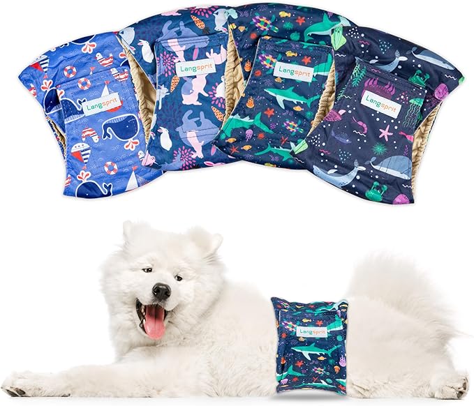 Male Dogs Diapers Belly Bands(4Pack), Washable Reusable Male Boy Doggy Wraps Panties for Doggie Puppy Pooping Potty Training Incontinence Marking Pañal para Perro XX-Large
