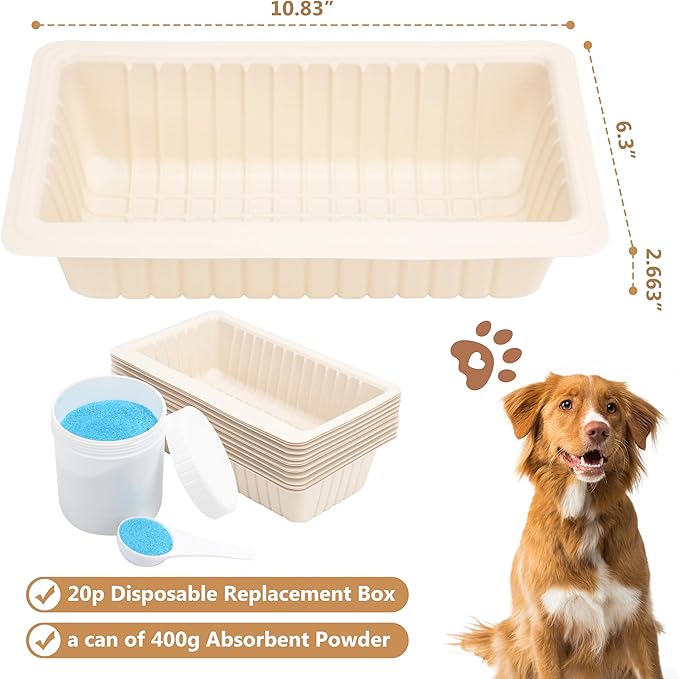 20-Pack Pet Loo Pee-Pod Refills with Sponge Compatible with PetSafe Portable Dog Potty, Dog Litter Box Disposable Potty Tray Cornstarch Material, Urine Disposal (Pet Loo NOT Included)
