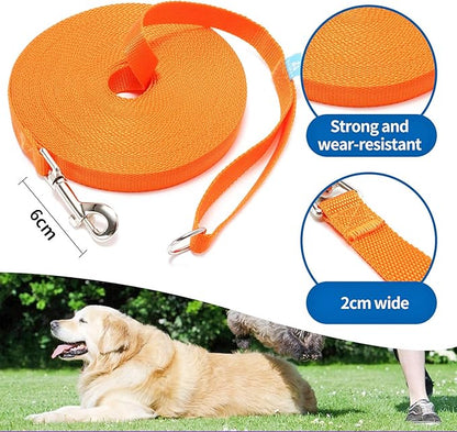 BAAPET 15/20/30/50/100 ft Long Dog Training Leash with Clickers for Small, Medium and Large Dogs or Cats (15 Feet, Orange)