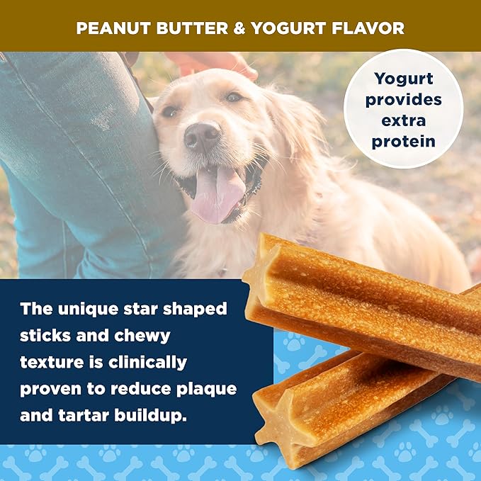 AMERICAN KENNEL CLUB Dentacare Yogurt and Peanut Butter Dental Dog Treats, Naturally Flavored, Good for Dog Dental Health, 20 Count (Pack of 2)