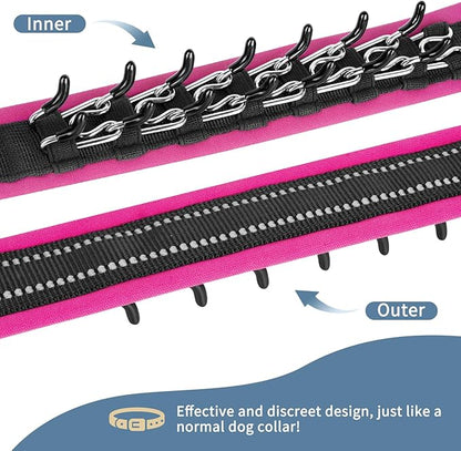 Mayerzon Martingale No Pull Collar for Small Medium Dogs, Patented Anti Pull Dog Collar with Buckle for Walking Training, with Neoprene Padding and Reflective Stitching, Adjustable(Hot Pink Trim, S)