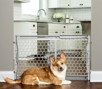 Carlson 28"-42" Easy Fit Dog Gate, Expandable Plastic Pet Gate, Pressure Mounted Gate for Doorways & Hallways, Gray