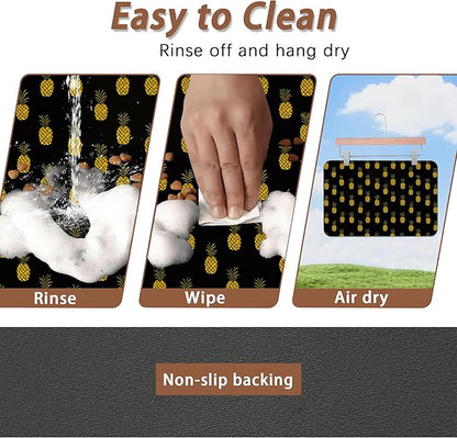 Dog Food Mat for Floors,Pineapple Tropical Absorbent Quick-Dry Pet Feeding Mat,Cat Dog Bowl Mats for Food and Water,Non-Slip Pet Accessories Supplies 12"x20"