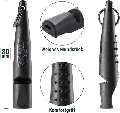 ACME Alpha 210.5 Professional Dog Training Whistle with Enhanced Ergonomic Grip. BPA-Free Plastic. 110 dBA. Standardized Frequency for Smaller Dogs. Weatherproof. Made in the UK (Black)