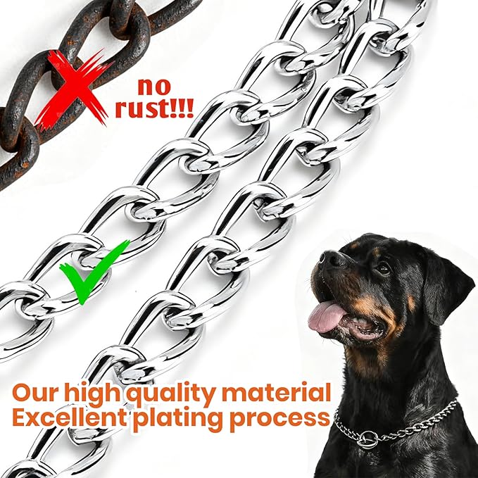 Dog Choke Collar Slip P Chain,Heavy Duty Metal Training Choke Collars, Adjustable Weather Proof Alloy Steel Chains for Small Medium Large Dogs