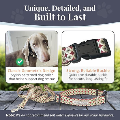 Lucky Love Dog - Easy Click Buckle Dog Collar with Leash Set Combo, Durable & Comfortable for Male & Female Dogs, Pet Collar for Medium Dogs, Secure Fit - Pongo Combo, Medium