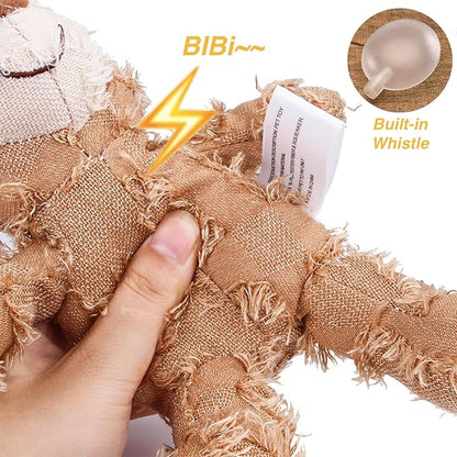 MAXBECK Dog Companion for Heavy Chewers- Indestructible Robust Bear Dog Toy, Resistant Squeaky Dog Toys for Heavy Chewers, Unbreakable Stuffed Plush Dog Toys for Aggressive Chewers (F-Oak+Purple)