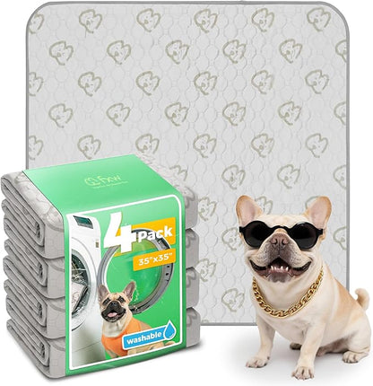FXW Washable Pee Pads for Dogs, Leak-Proof & Non-Slip, Specifically Designed for Potty Training, 35" Square, Khaki, 4 Packs