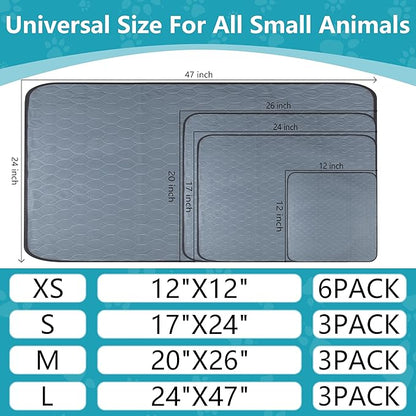 Bunlitent Washable Guinea Pig Cage Liner, 24 x 47 (3 Pack), Waterproof Reusable & Anti Slip Guinea Pig Bedding Fast and Super Absorbent Pee Pad for Small Animals, for Midwest Cage Area