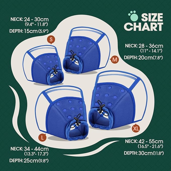 Kuoser Large Dog Cone Collar After Surgery, Soft Cone for Dogs to Stop Licking, Breathable Pet Recovery Collar Comfortable Elizabethan Collars, Adjustable Protective Dog Cones for Large Dogs, Blue XL