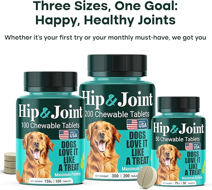 Natureflow Hip & Joint Supplement for Dogs, 300mg Green-Lipped Mussel for Dog Arthritis Pain Relief, Glucosamine, MSM & Chondroitin, Zero Sugar, Large Medium Small Breeds, 50 Chewable Tablets