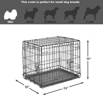 Midwest Homes for Pets 24-Inch New World Crate for Small Breeds, 12-20 lbs, Double Door Folding Dog Crate, Leak-Proof Tray & Secure Latches, Portable, Durable & Easy to Assemble