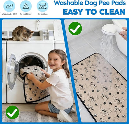 2 Pack Washable Pee Pads for Dogs, Absorbent Reusable Puppy Training Pads, Leakproof, Non-Slip, Waterproof Cat Doggie Pad Pet Potty Mat for Indoor&Outdoor, Whelping, Crate, Coffee 20"x28"