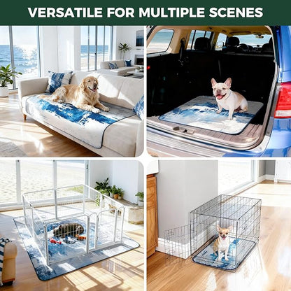 FXW Washable Pee Pads for Dogs, Leak-Proof & Non-Slip, Specifically Designed for FXW Rollick/Homeplus 24inch 6 Panels Dog Playpen, 39" x 63" Rectangle, Tie-Dye Blue, 1 Pack
