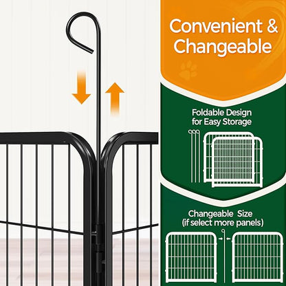 Yaheetech Dog Playpen, 24 inch 2 Panels Dog Pen for Indoor Heavy Duty Puppy Exercise Pen Metal Pet Fence for RV Camping/Yard/Garden